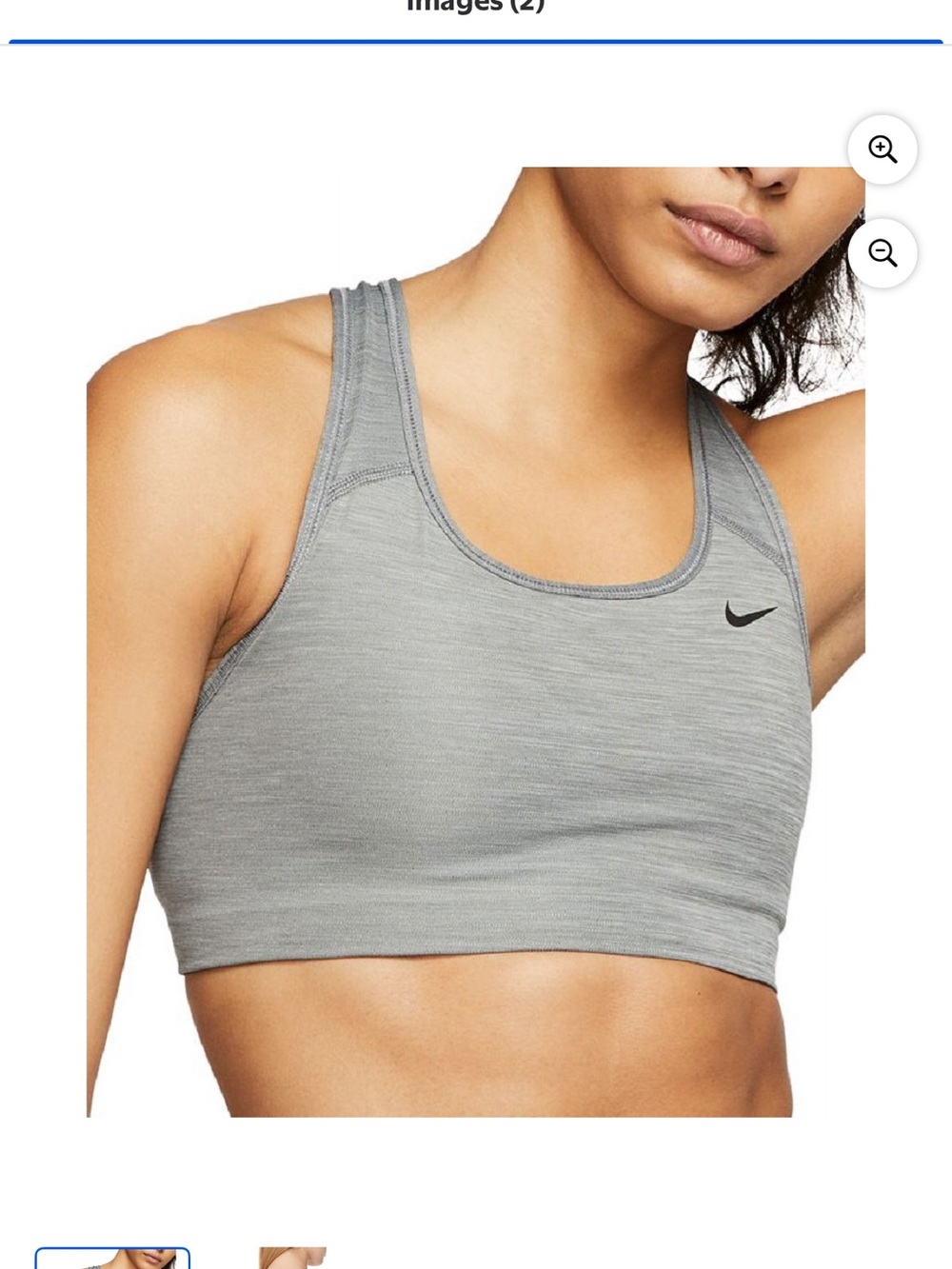 Nike Heather Gray Racerback Sports Bra with Swoosh NWOT Size Medium